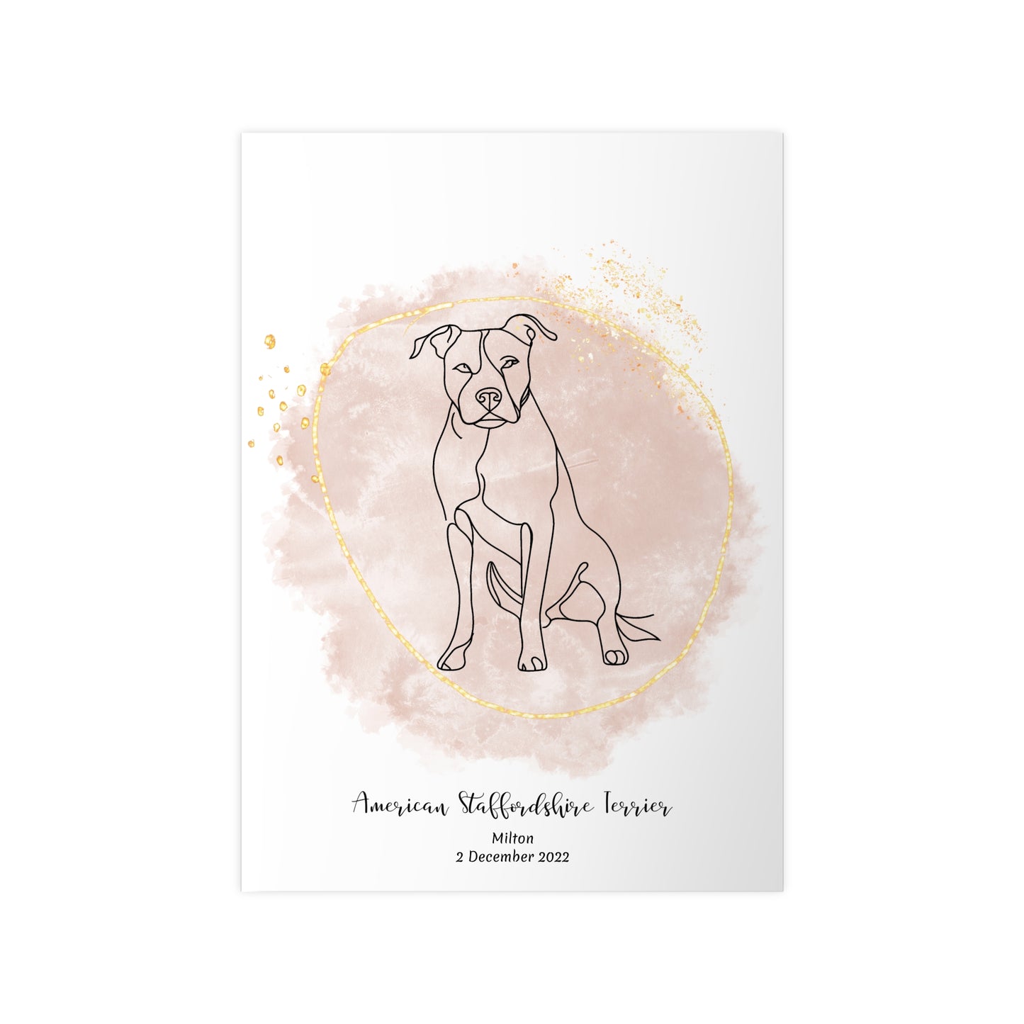 Minimalistisk beige poster med American Staffordshire Terrier, personlig design från Colorful Pets.