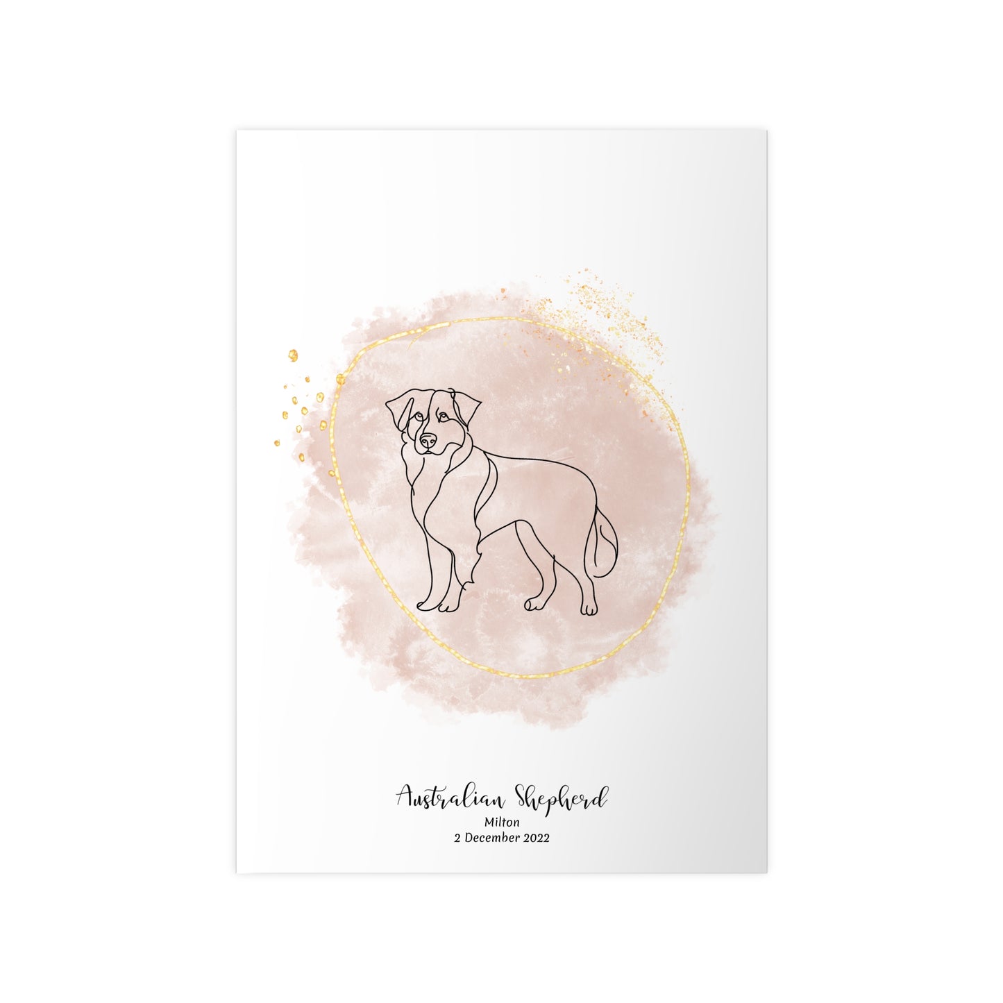 Minimalistisk beige poster med Australian Shepherd, personlig design från Colorful Pets.