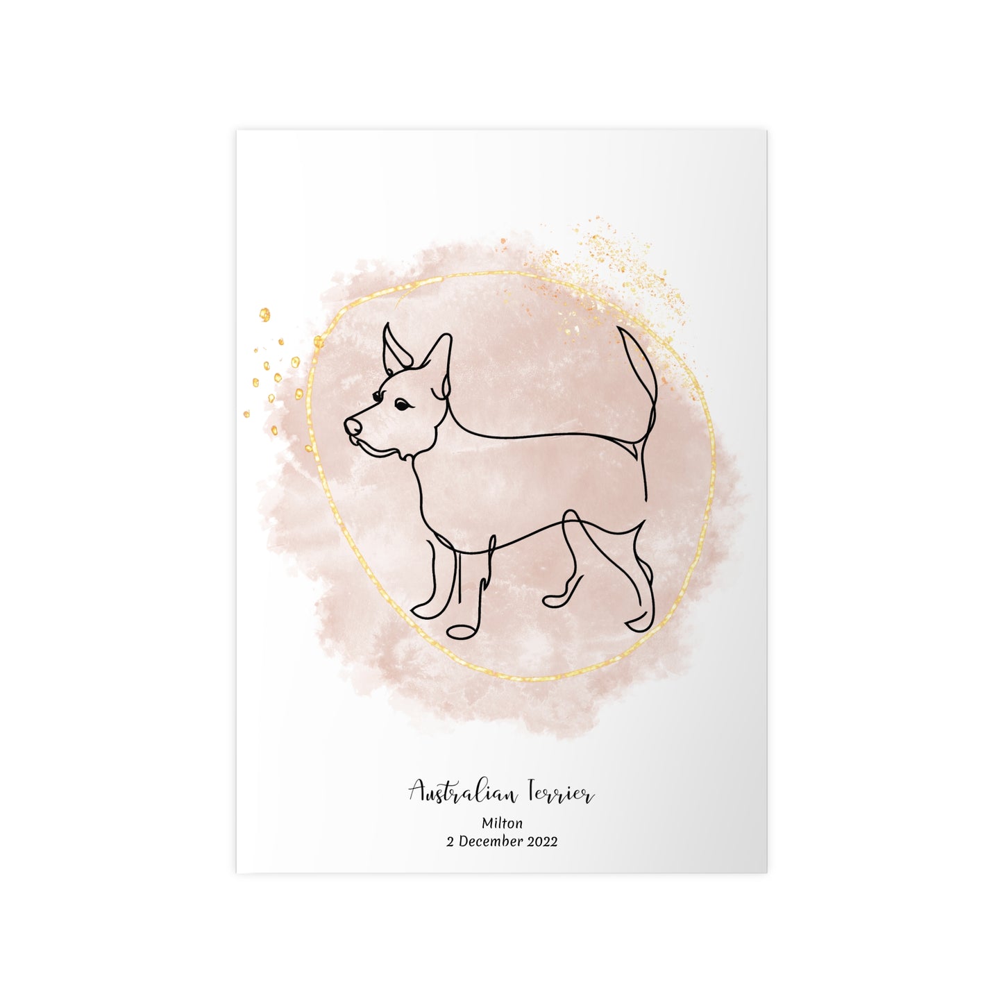 Minimalistisk beige poster med Australisk Terrier, personlig design från Colorful Pets.