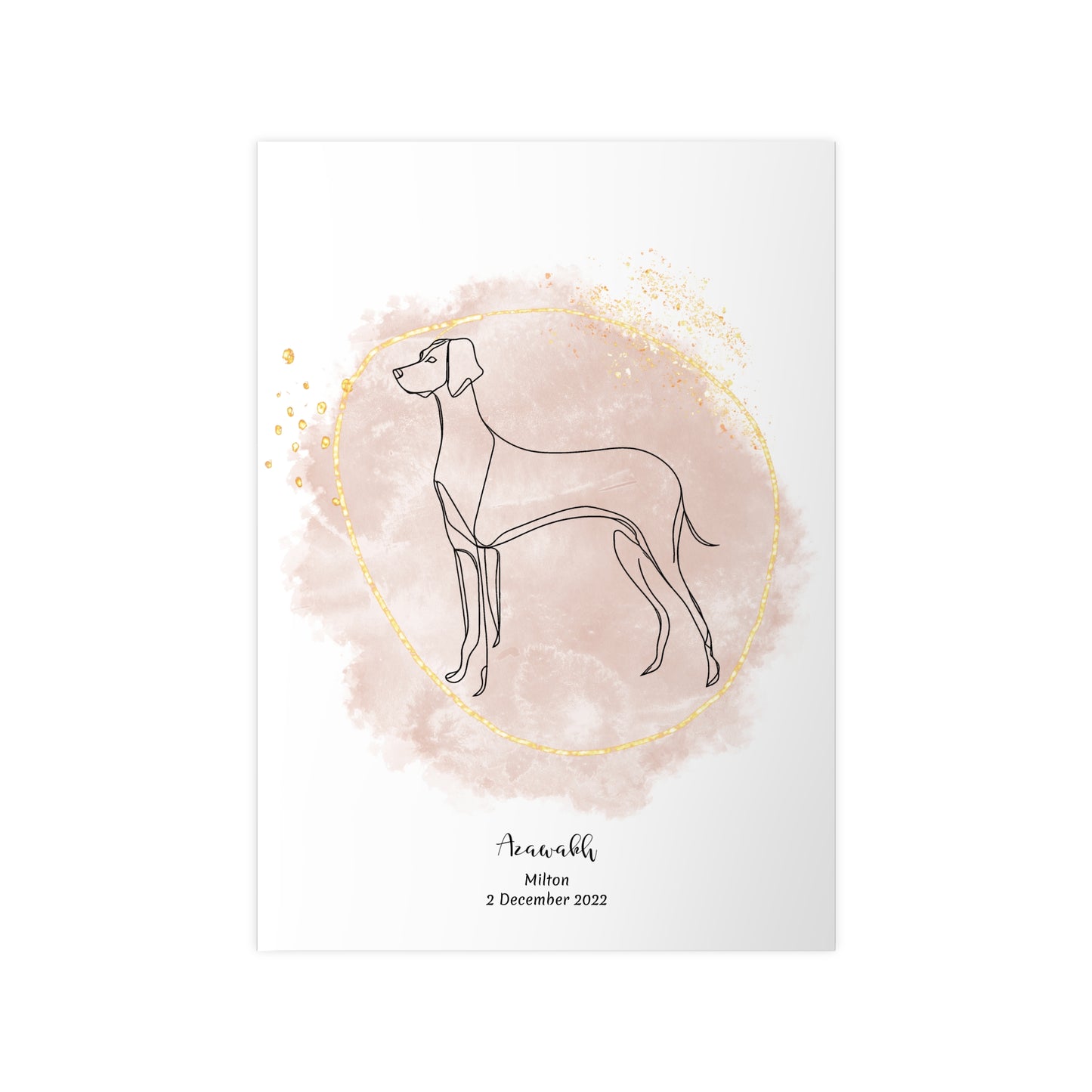 Minimalistisk beige poster med Azawakh, personlig design från Colorful Pets