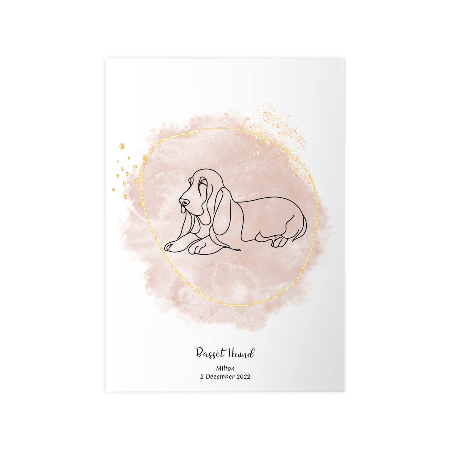 Minimalistisk beige poster med Basset Hound, personlig design från Colorful