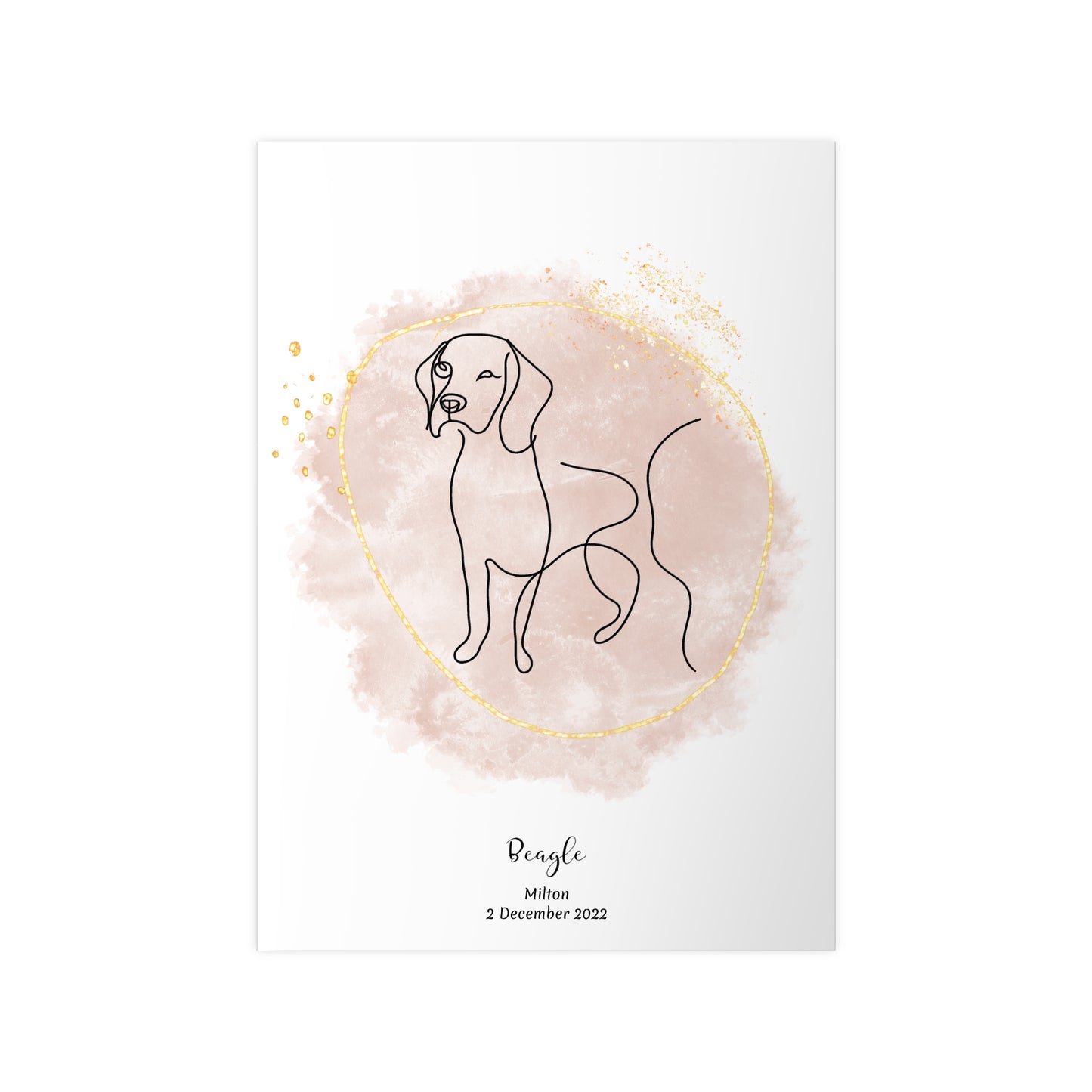 Minimalistisk beige poster med Beagle, personlig design från Colorful Pets