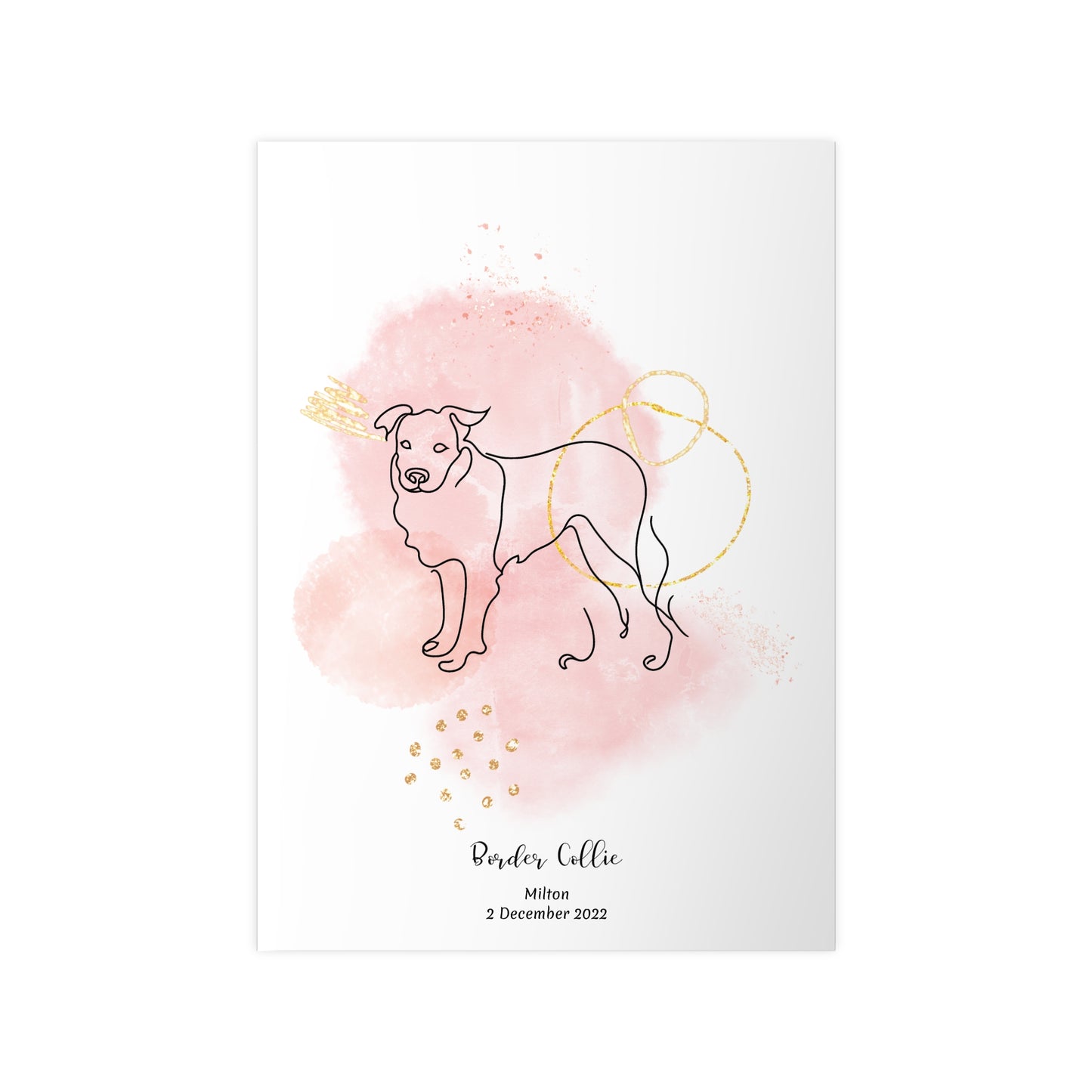 Minimalistisk beige poster med Border Collie, personlig design från Colorful Pets.