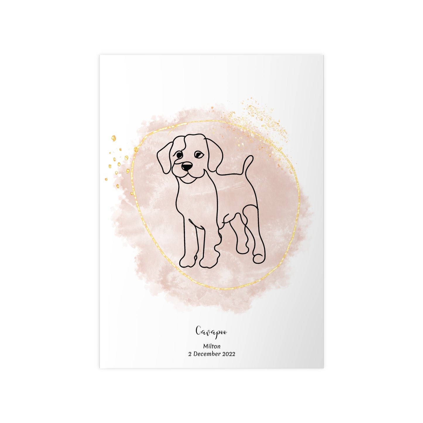 Minimalistisk beige poster med Cavapoo, personlig design från Colorful Pets.