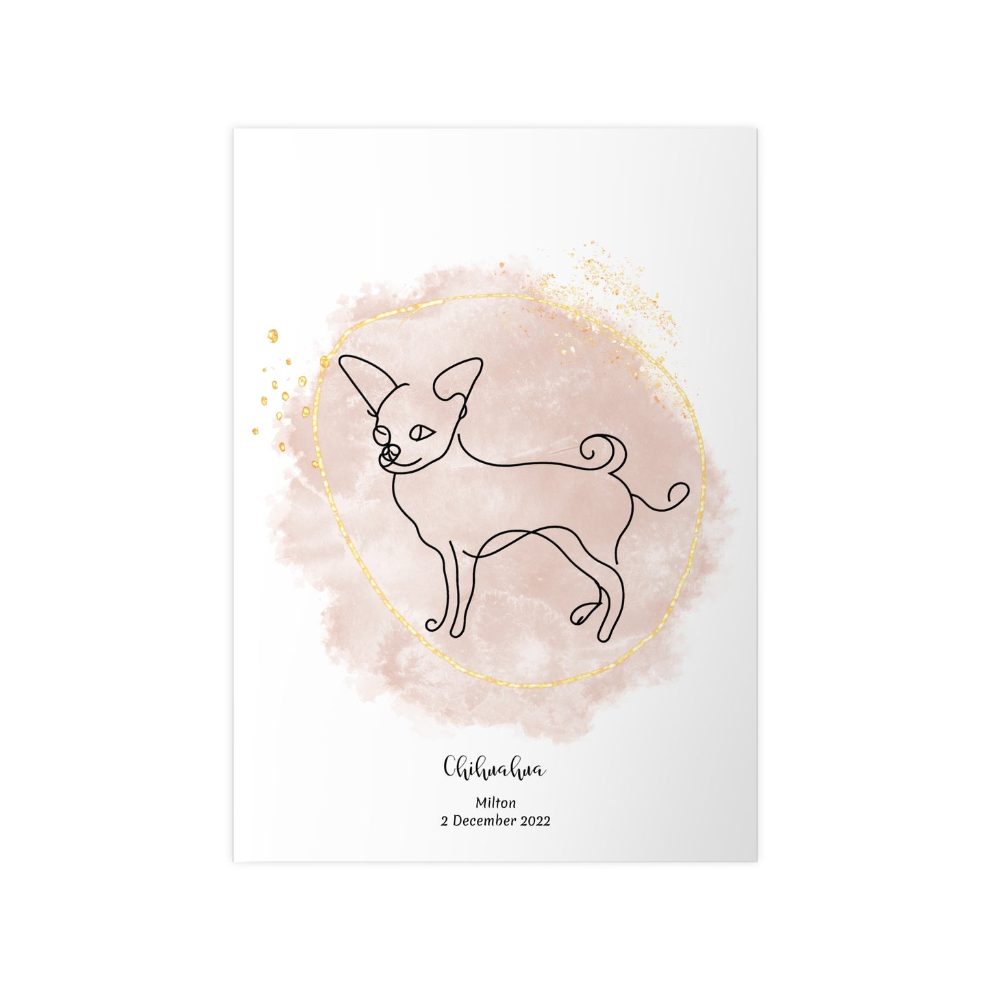 Minimalistisk beige poster med Chihuahua, personlig design från Colorful Pets.