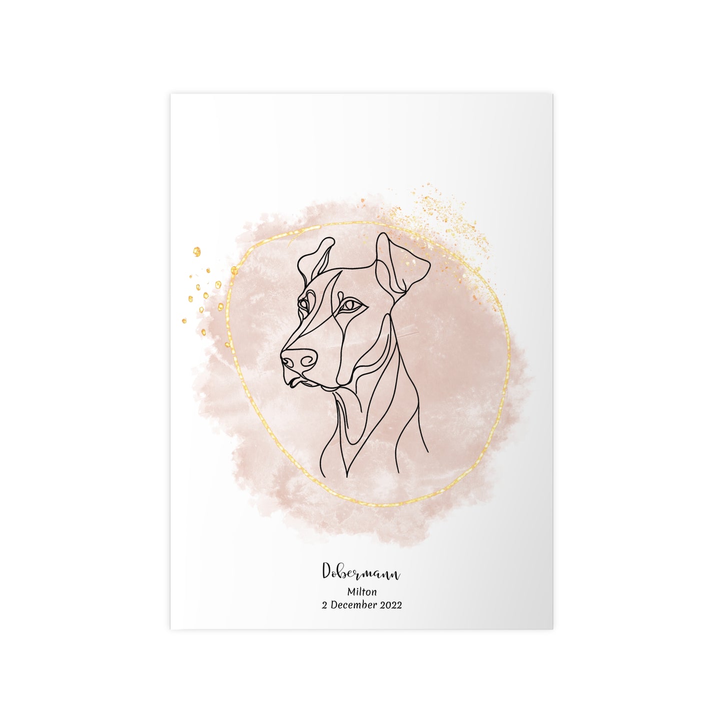 Minimalistisk beige poster med Dobermann, personlig design från Colorful Pets