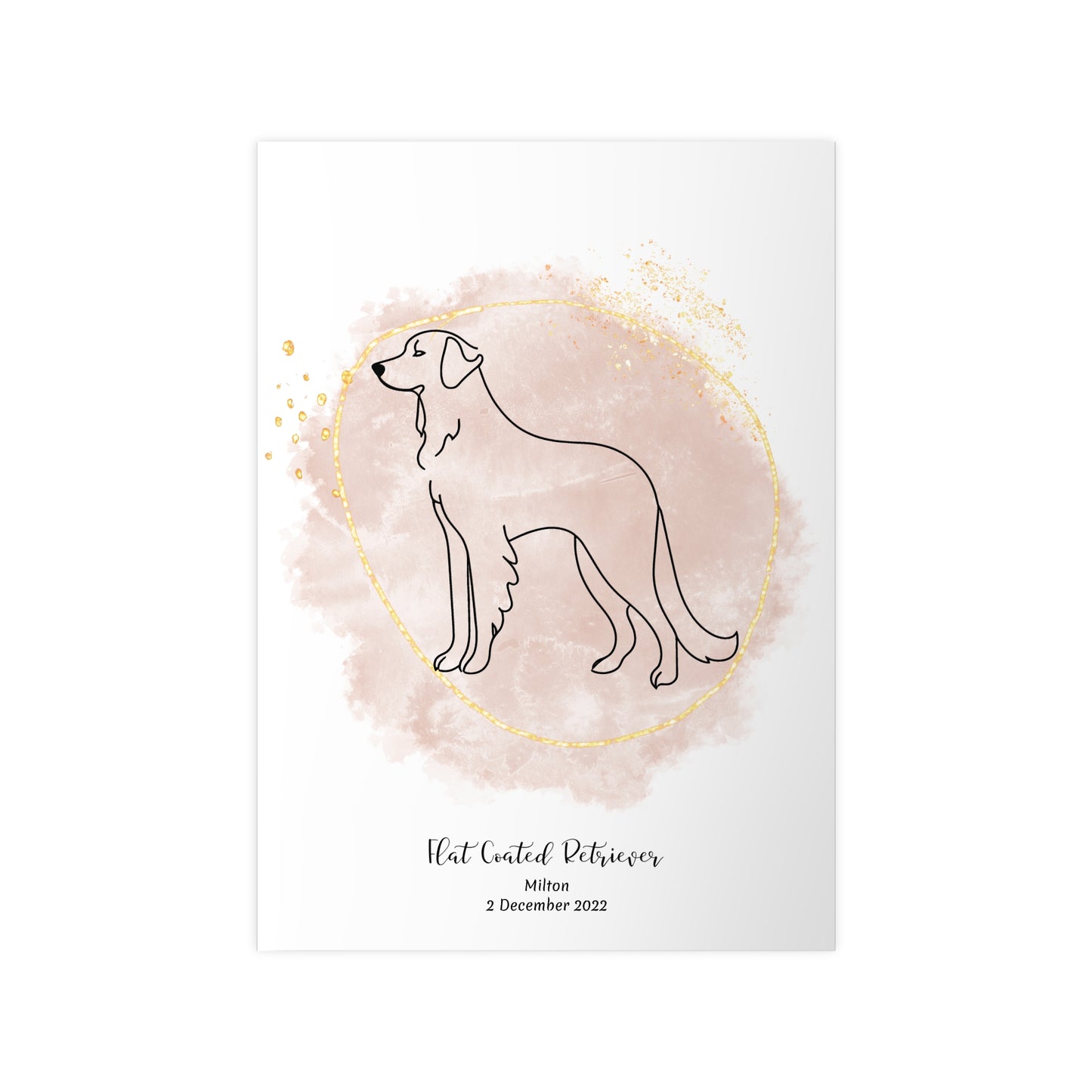 Minimalistisk beige poster med Flatcoated Retriever, personlig design från Colorful Pets.