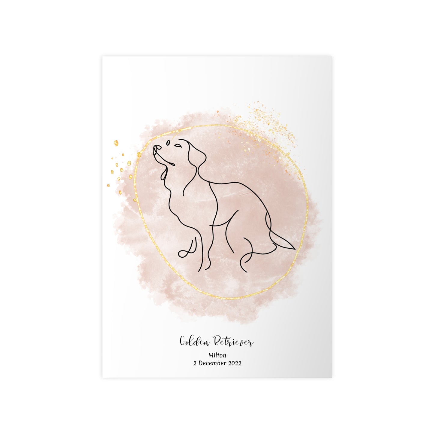 Minimalistisk beige poster med Golden Retriever, personlig design från Colorful Pets.