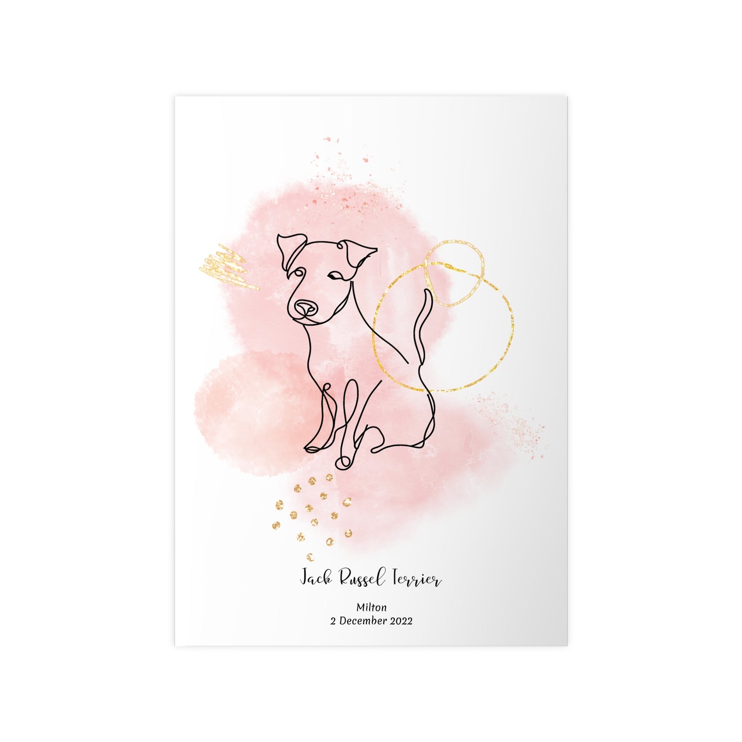 Minimalistisk rosa poster med Jack Russel Terrier, personlig design från Colorful Pets.