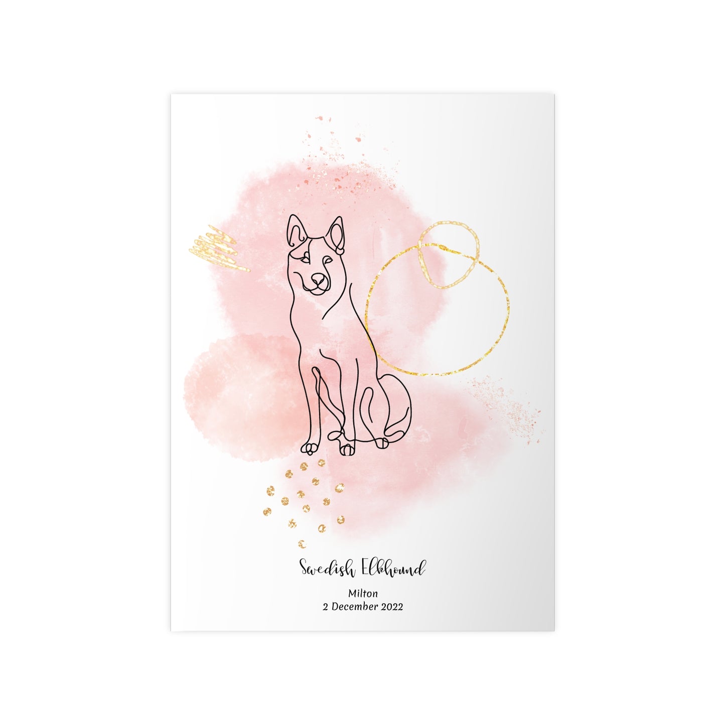 Minimalistisk rosa poster med Jämthund, personlig design från Colorful Pets.