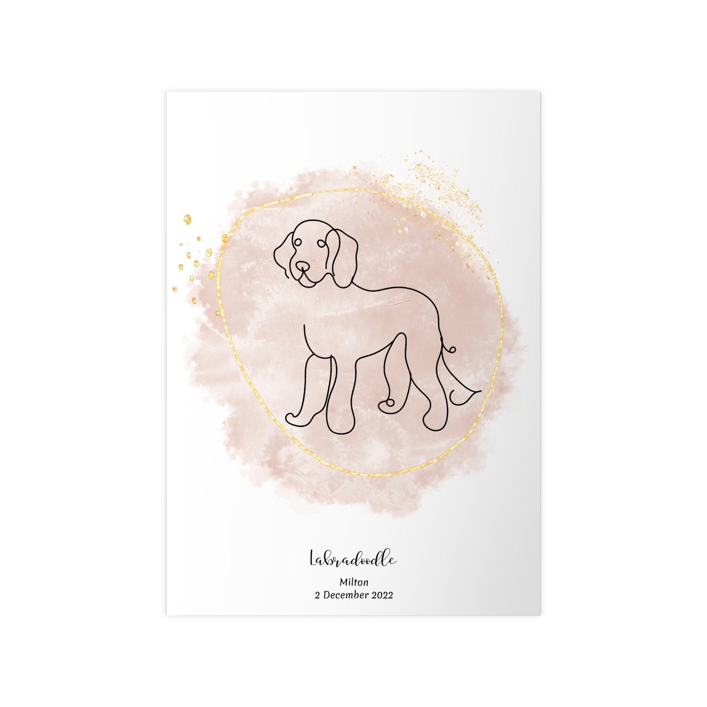Minimalistisk beige poster med Labradoodle, personlig design från Colorful Pets.