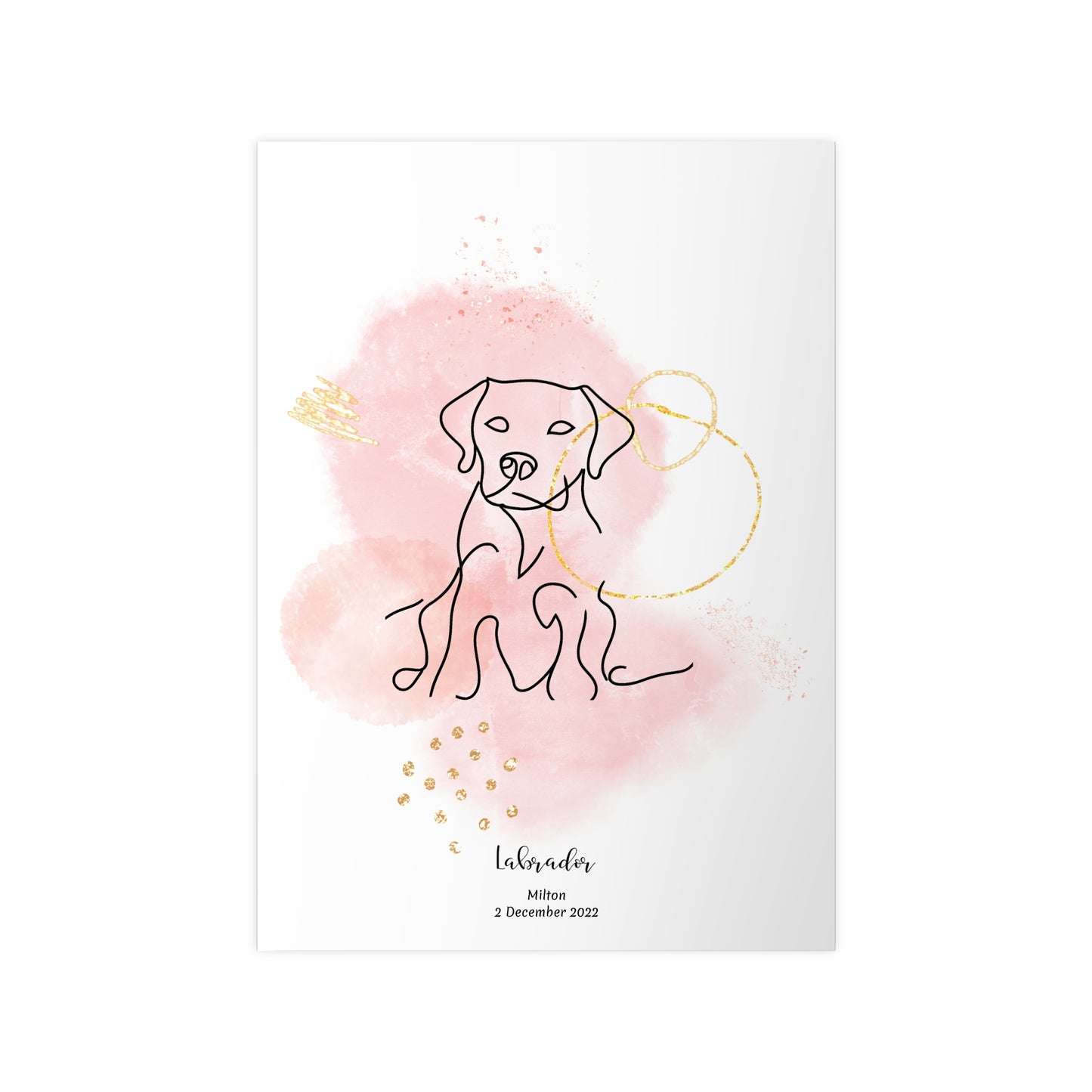 Minimalistisk rosa poster med Labrador, personlig design från Colorful Pets.