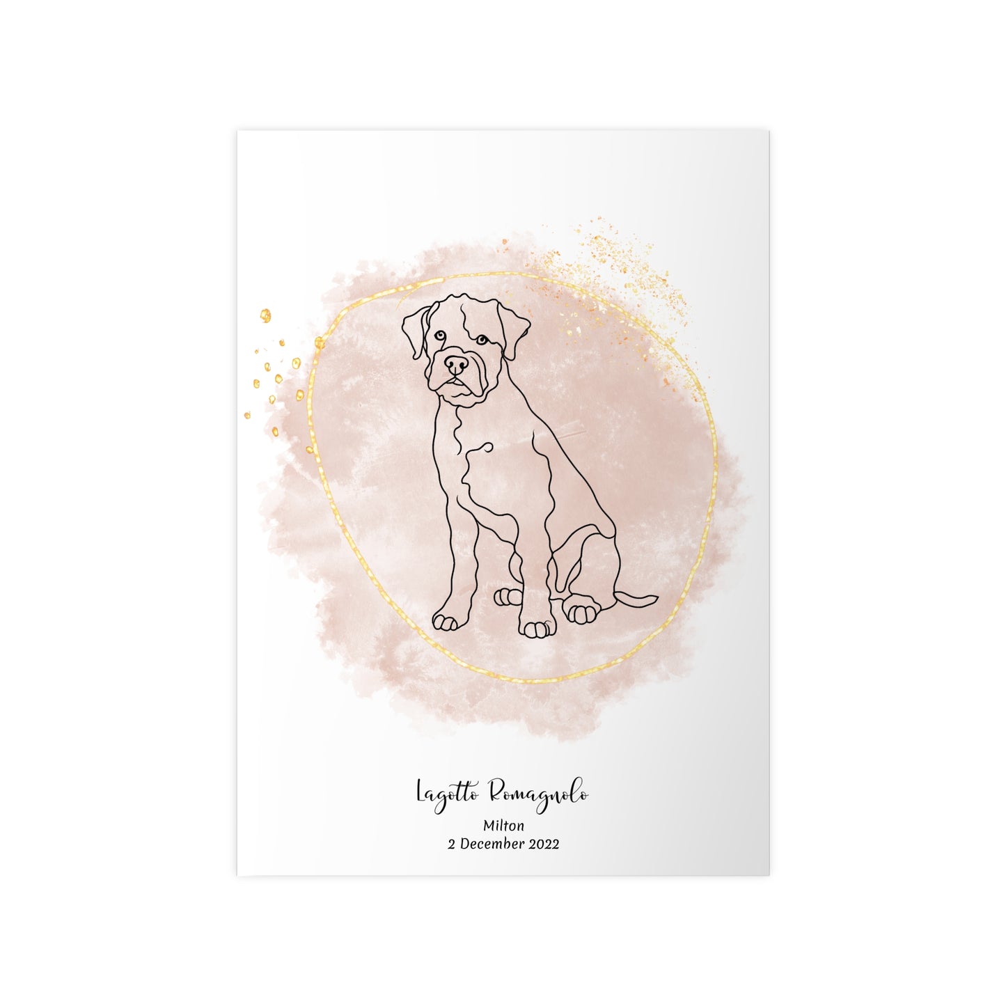 Minimalistisk beige poster med Lagotto Romagnolo, personlig design från Colorful Pets.