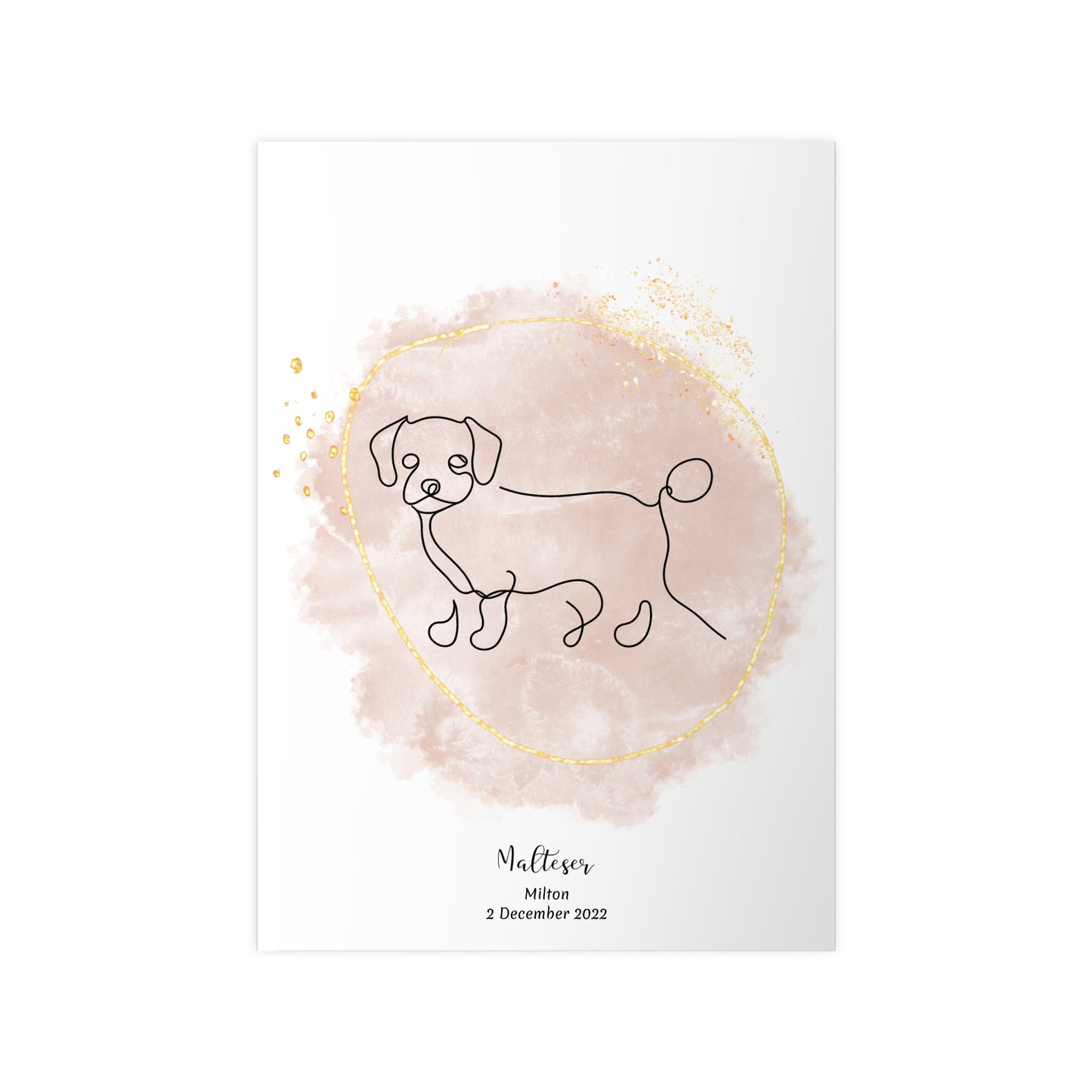 Minimalistisk beige poster med Malteser, personlig design från Colorful Pets.