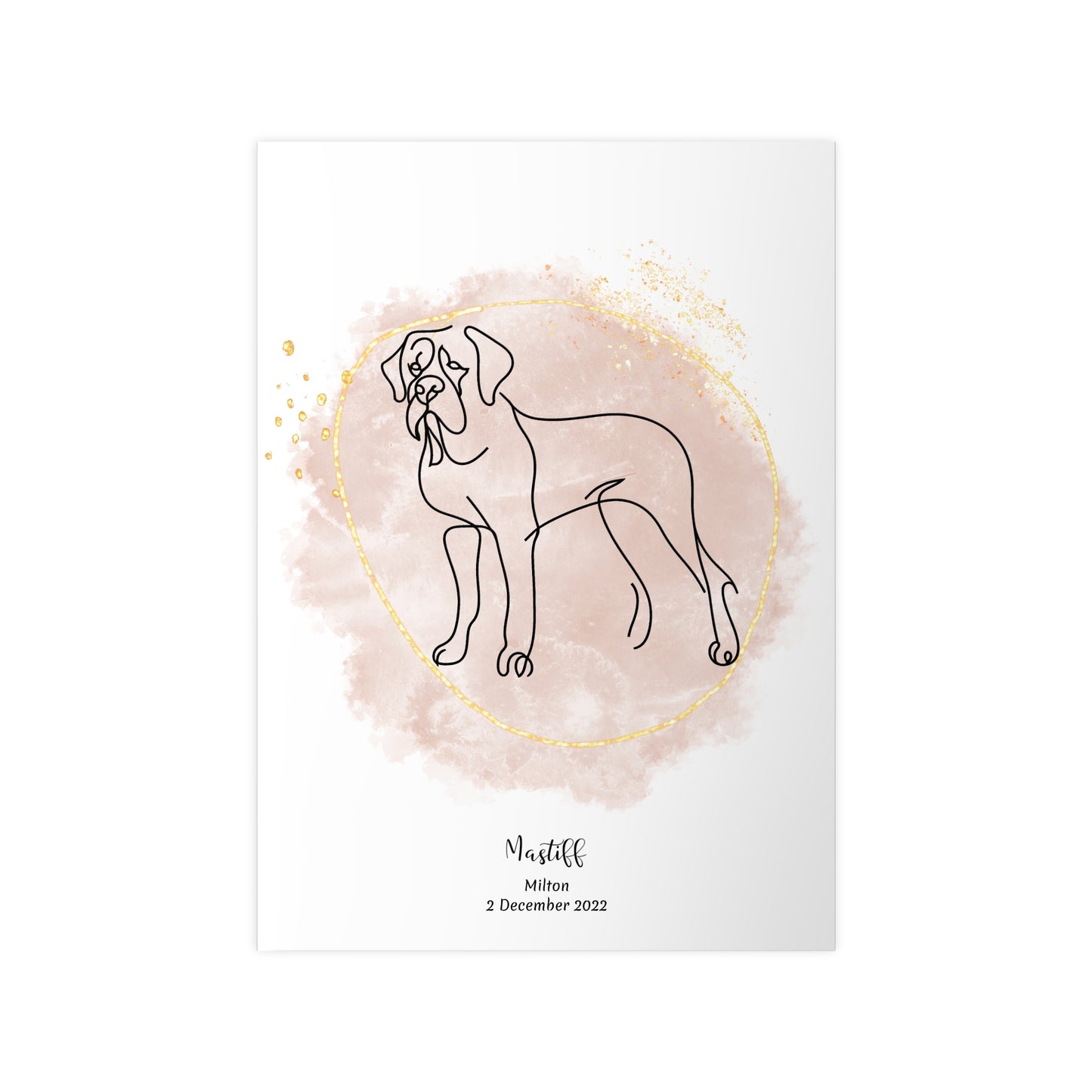 Minimalistisk beige poster med Mastiff, personlig design från Colorful Pets.