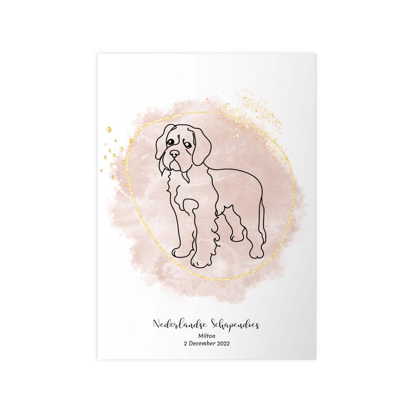 Minimalistisk beige poster med Nederlandse Schapendoes, personlig design från Colorful Pets.