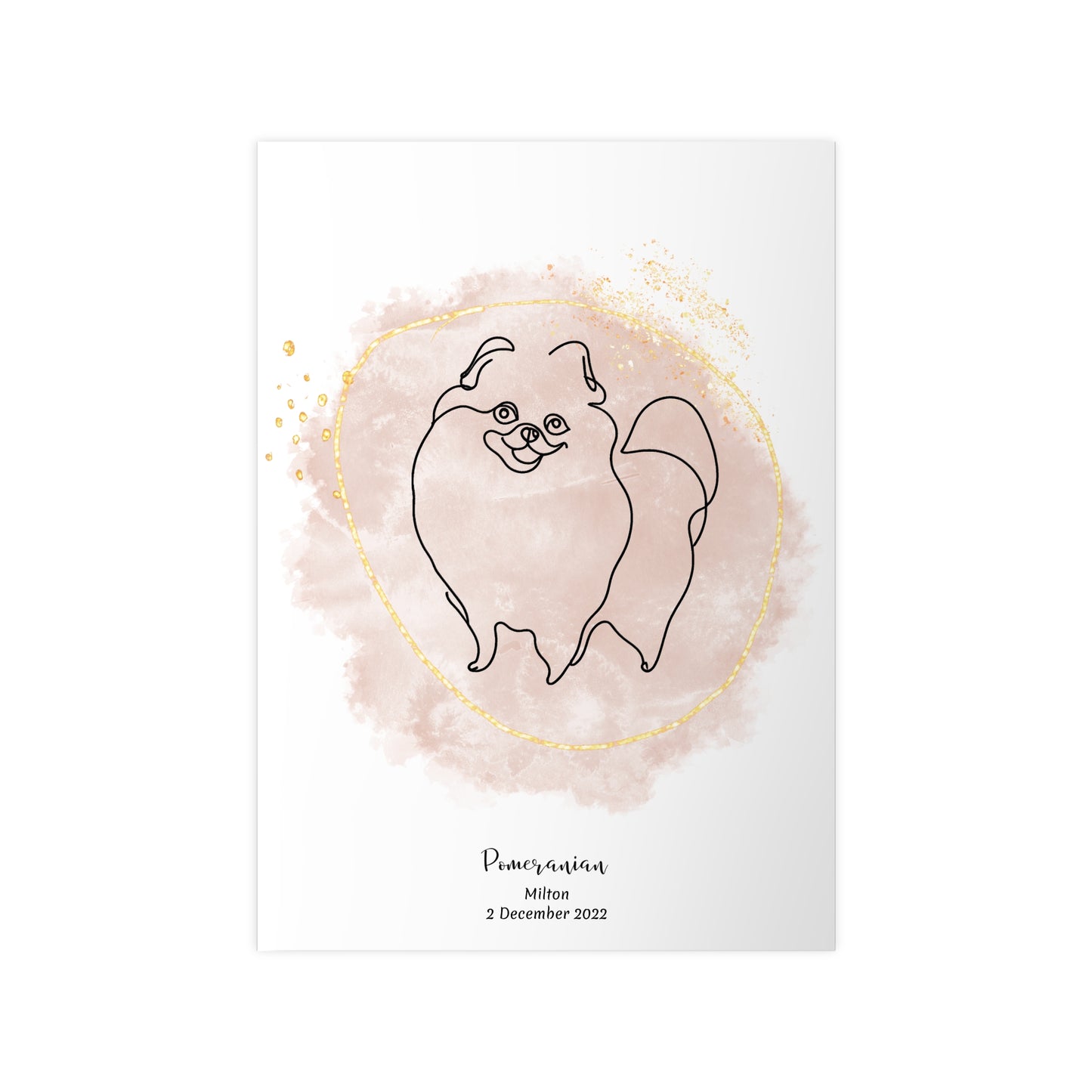 Minimalistisk beige poster med Pomeranian, personlig design från Colorful Pets.