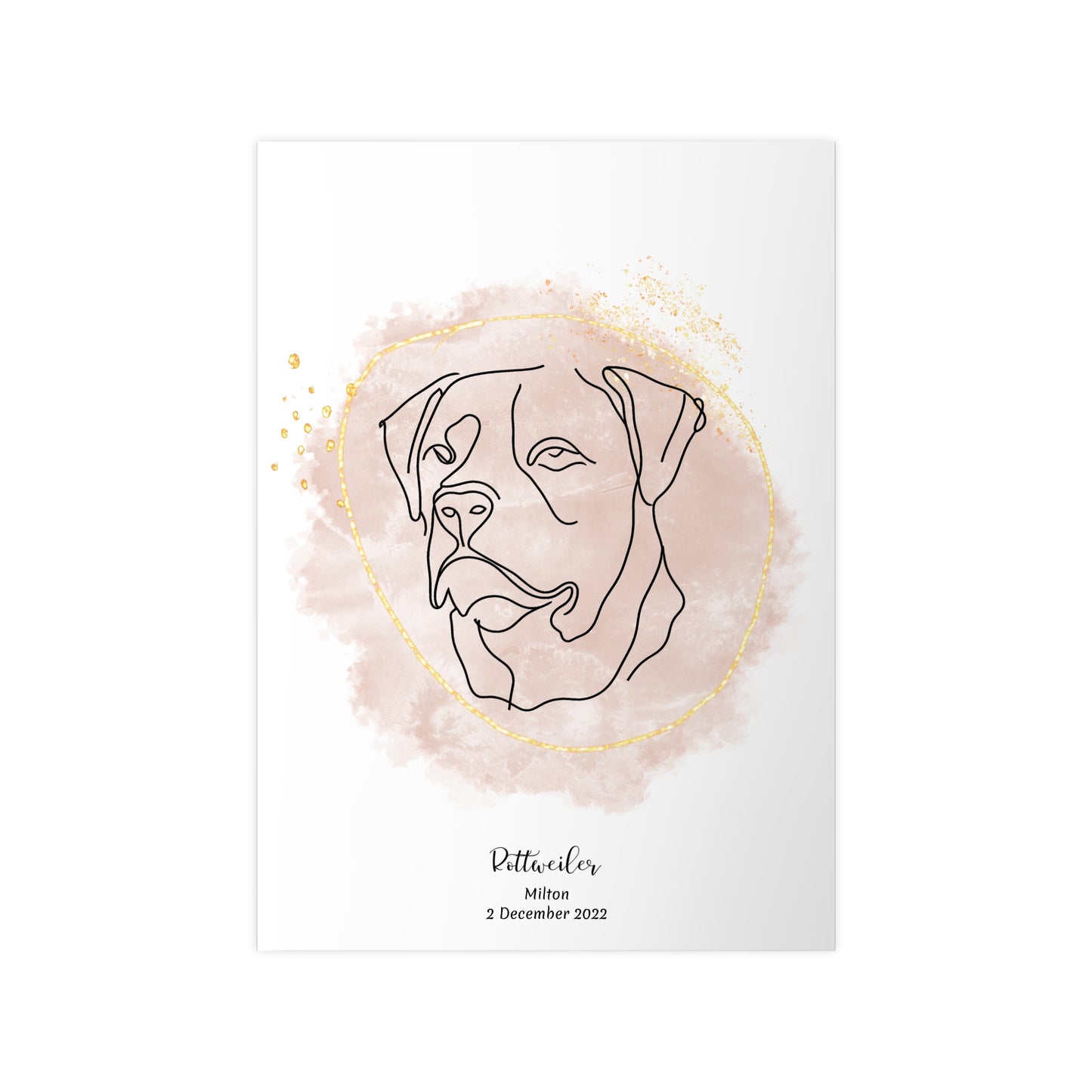 Minimalistisk beige poster med Rottweiler, personlig design från Colorful Pets.
