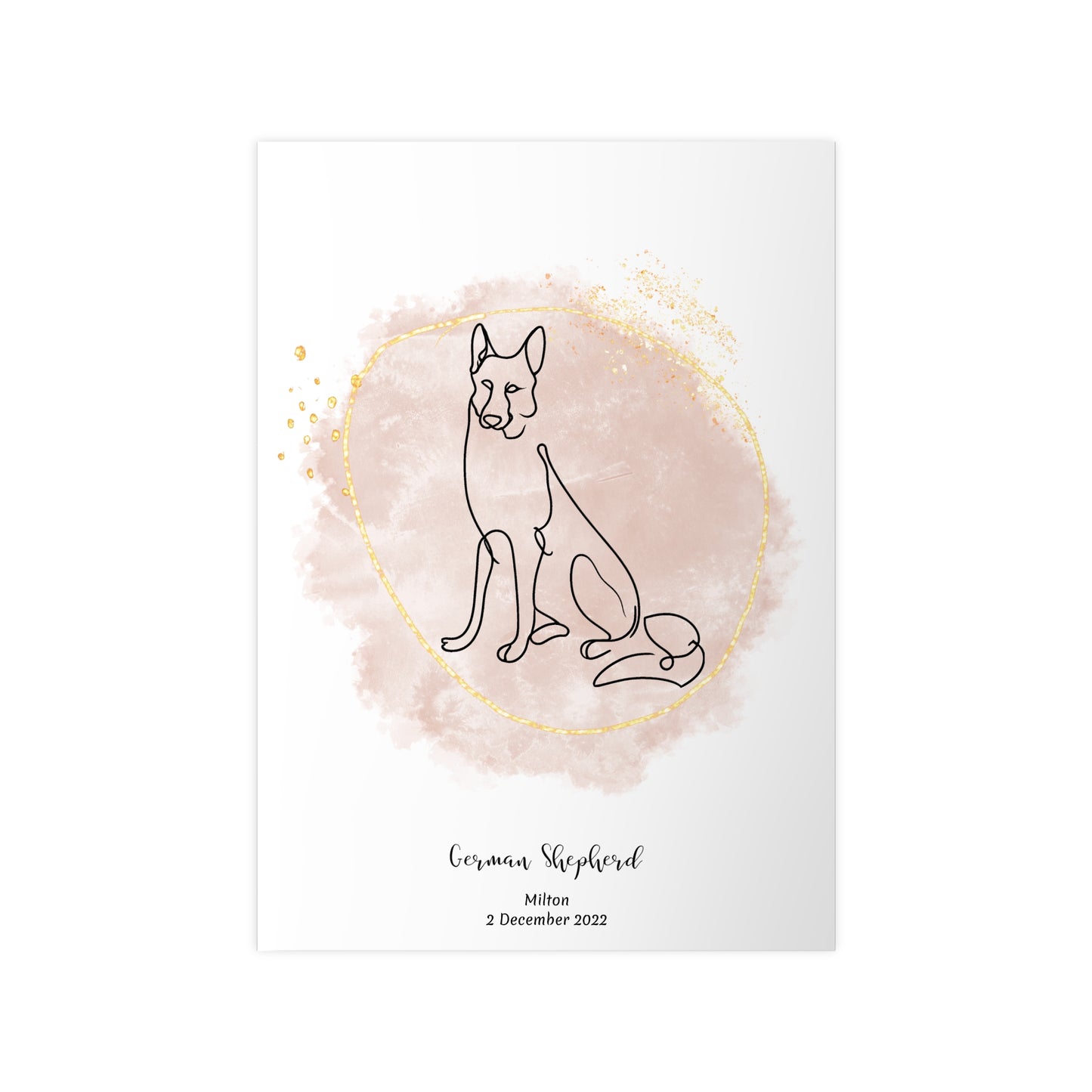 Minimalistisk beige poster med Schäfer, personlig design från Colorful Pets.