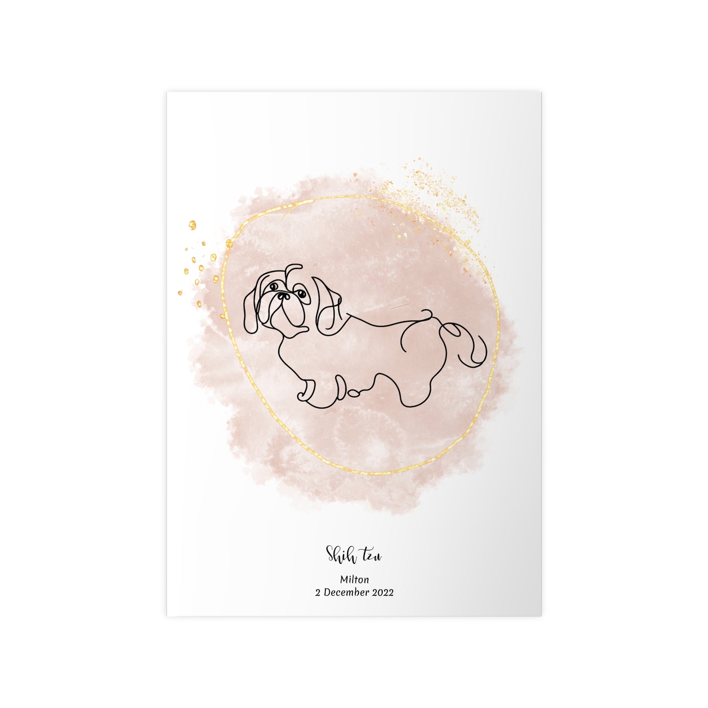 Minimalistisk beige poster med Shih tzu, personlig design från Colorful Pets.
