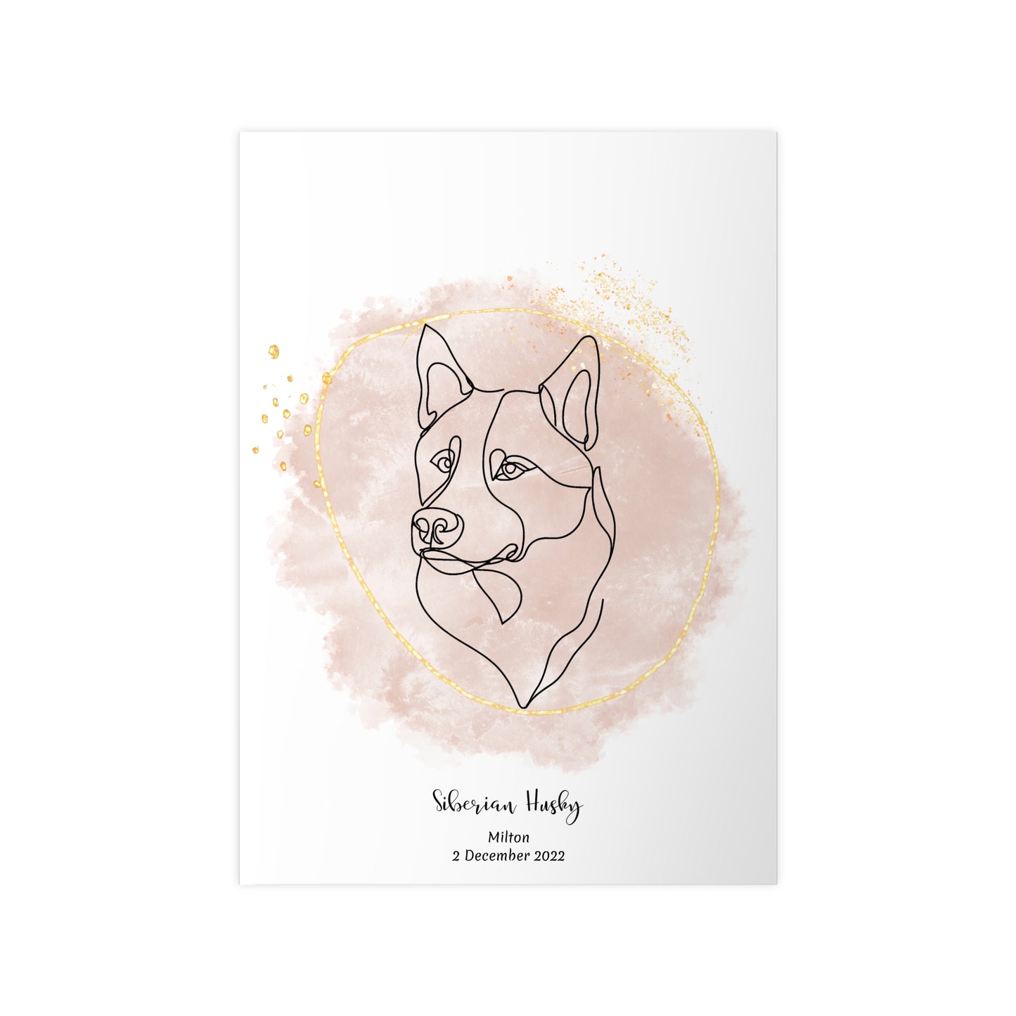 Minimalistisk beige poster med Siberian Husky, personlig design från Colorful Pets.