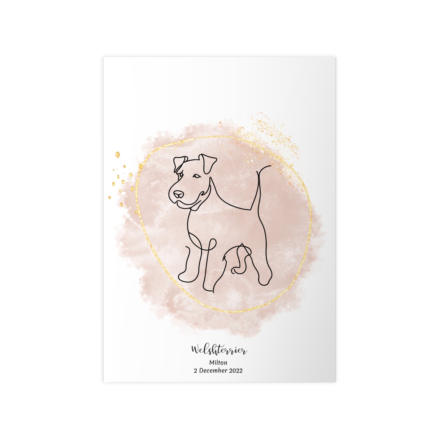 Minimalistisk beige poster med Welshterrier, personlig design från Colorful Pets.