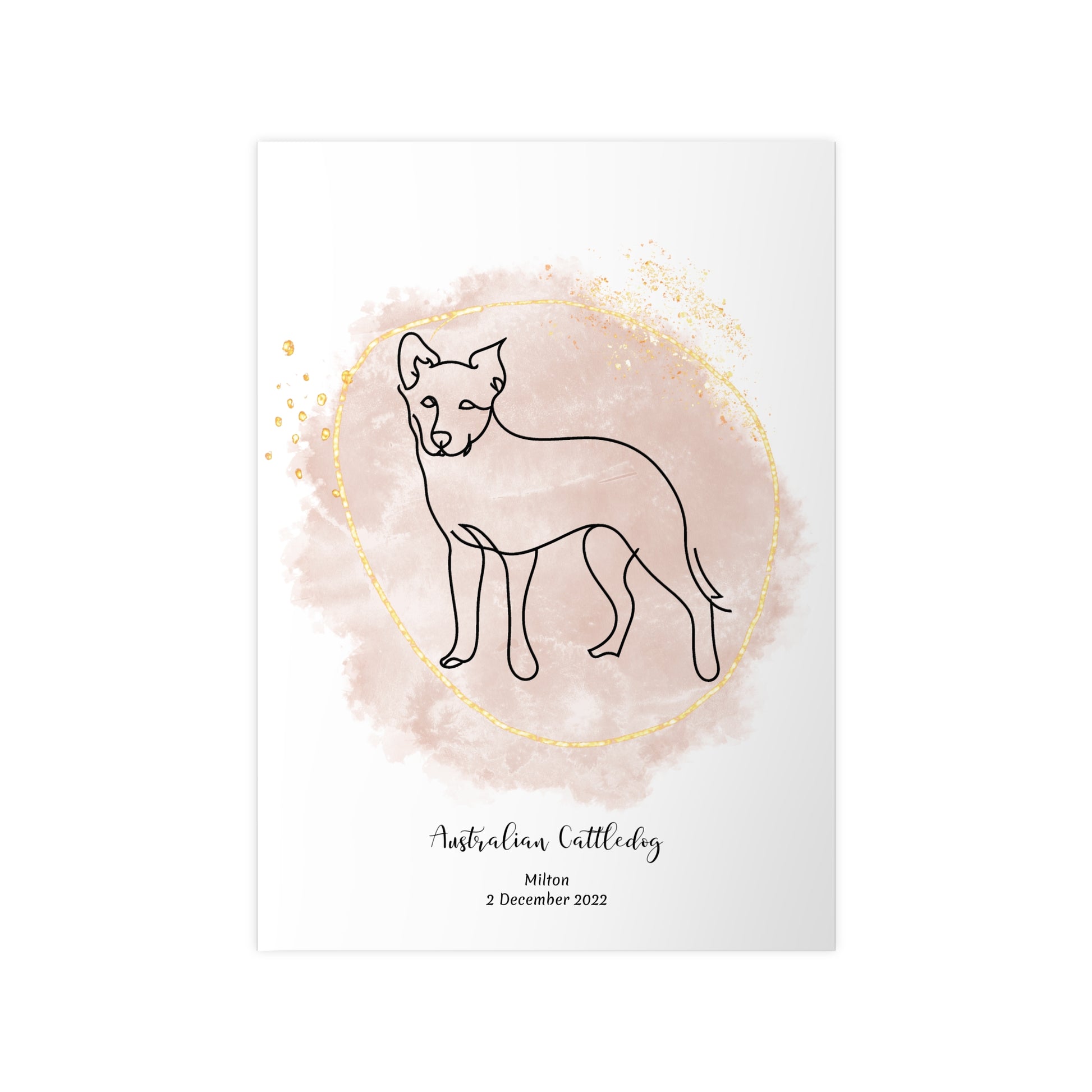 Minimalistisk beige poster med Australian Cattledog, personlig design från Colorful Pets.