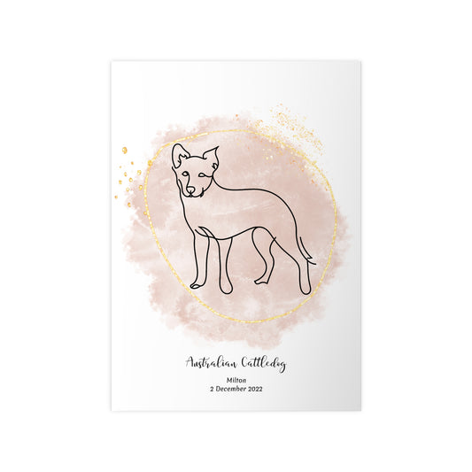Minimalistisk beige poster med Australian Cattledog, personlig design från Colorful Pets.