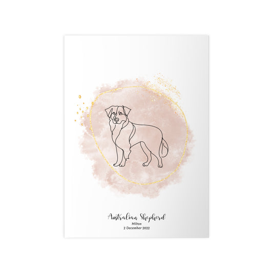 Minimalistisk beige poster med Australian Shepherd, personlig design från Colorful Pets.
