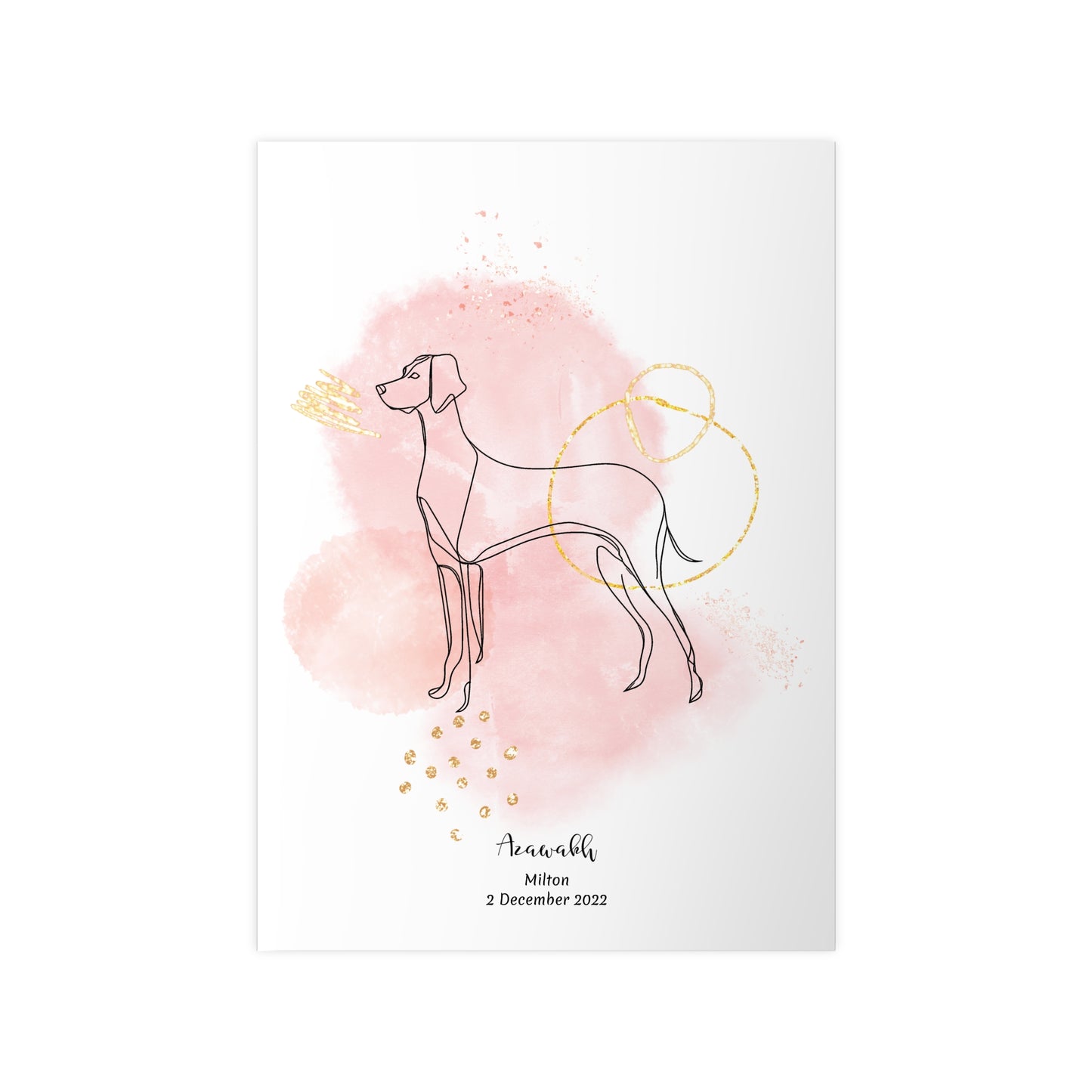  Minimalistisk rosa poster med Azawakh, personlig design från Colorful Pets.