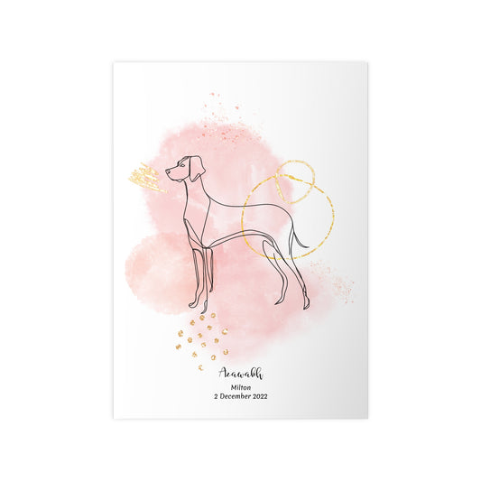  Minimalistisk rosa poster med Azawakh, personlig design från Colorful Pets.
