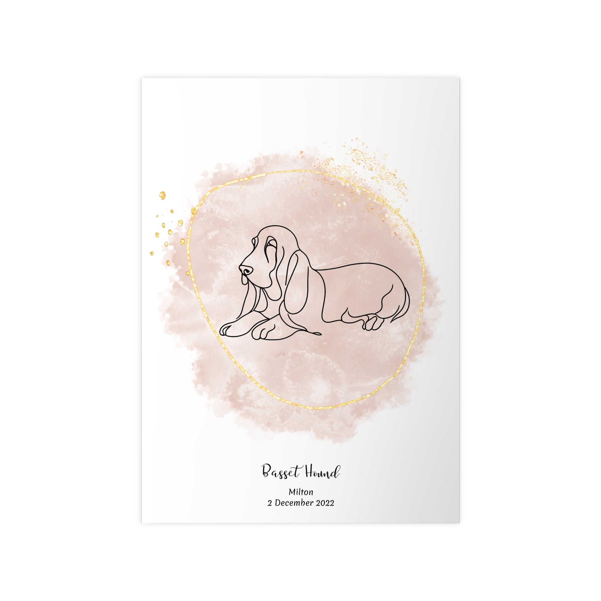 Minimalistisk beige poster med Basset Hound, personlig design från Colorful
