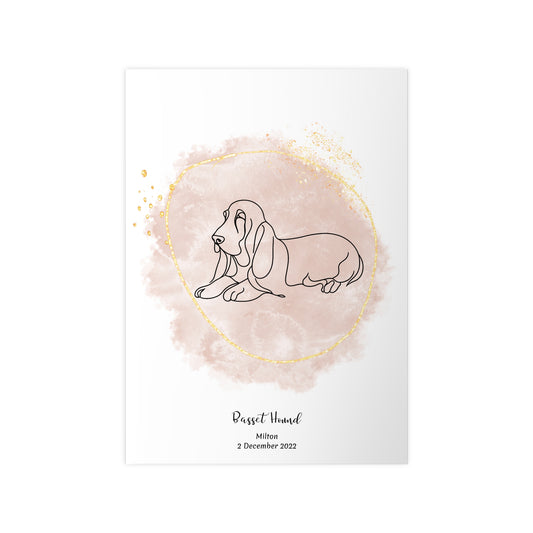 Minimalistisk beige poster med Basset Hound, personlig design från Colorful