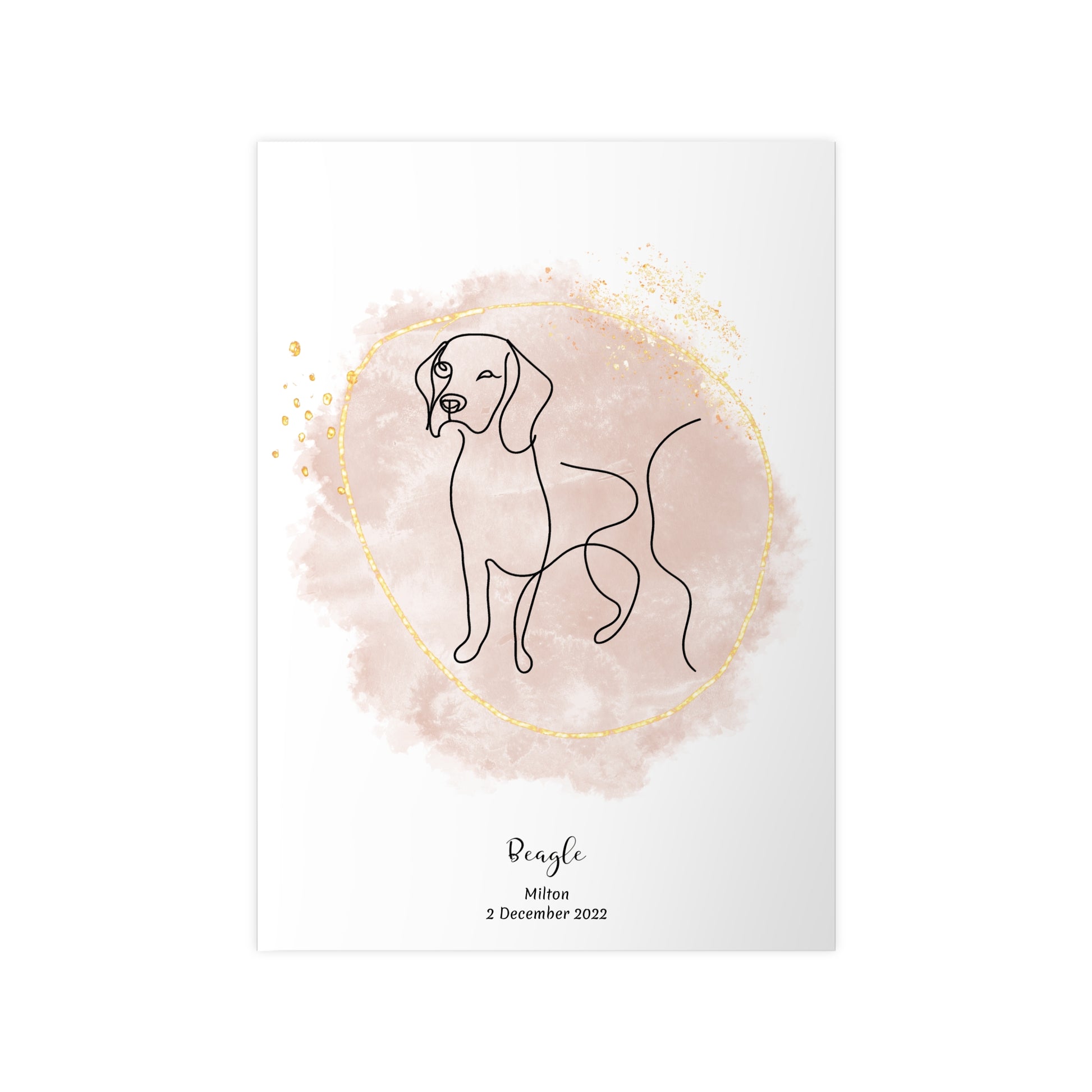 Minimalistisk beige poster med Beagle, personlig design från Colorful Pets
