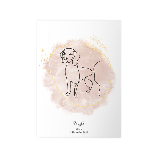 Minimalistisk beige poster med Beagle, personlig design från Colorful Pets