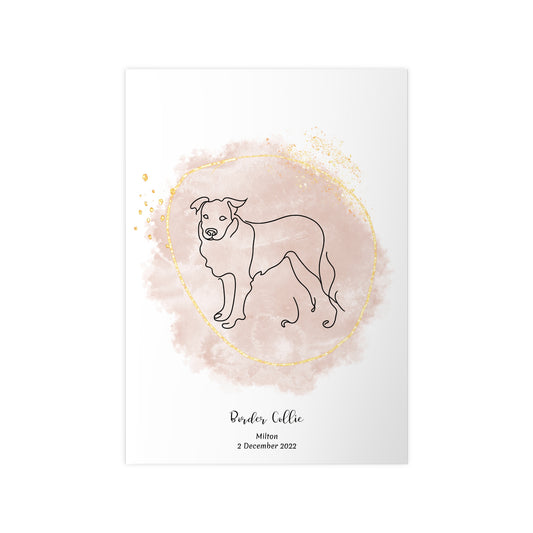 Minimalistisk beige poster med Border Collie, personlig design från Colorful Pets.