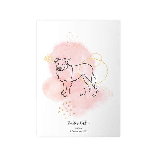 Minimalistisk beige poster med Border Collie, personlig design från Colorful Pets.