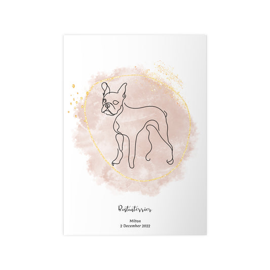 Minimalistisk beige poster med Bostonterrier, personlig design från Colorful Pets