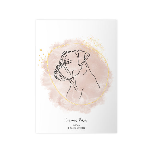 Minimalistisk beige poster med Boxer, personlig design från Colorful Pets.