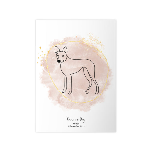 Minimalistisk beige poster med Canaan Dog, personlig design från Colorful Pets
