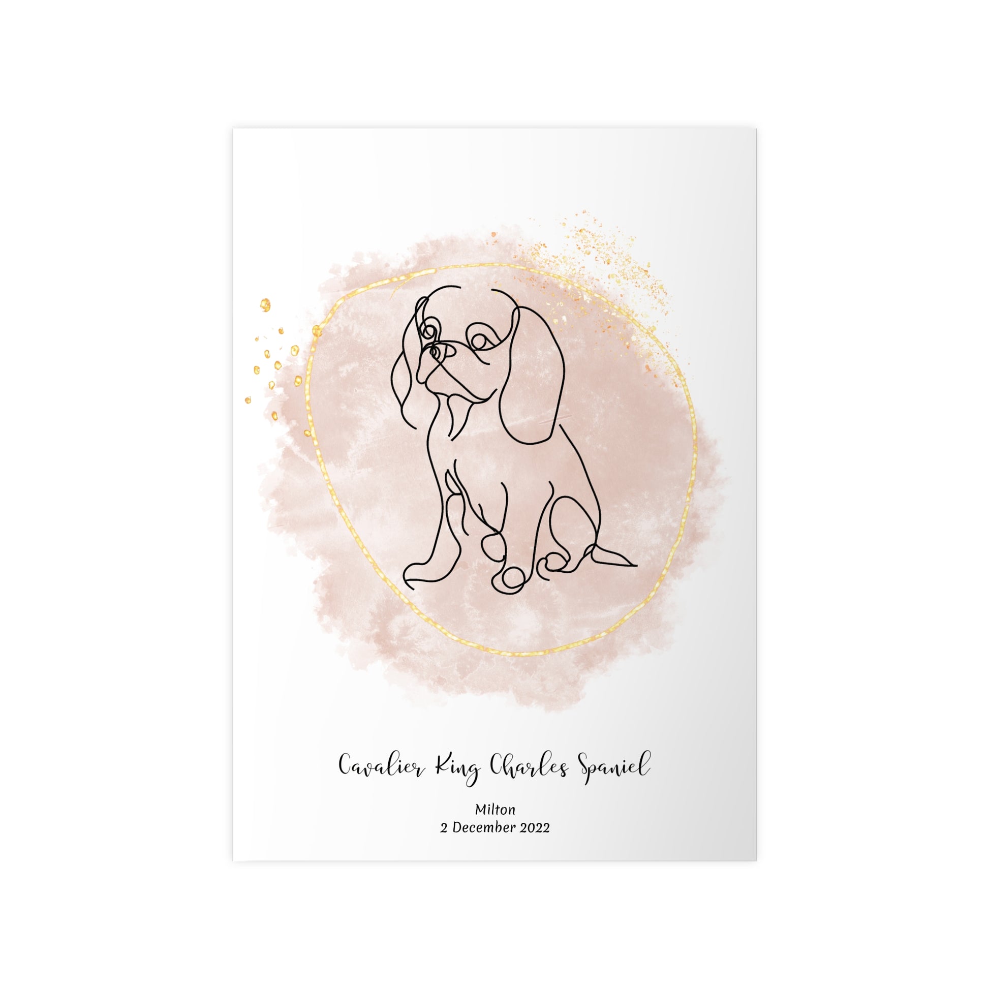 Minimalistisk beige poster med Cavalier King Charles Spaniel, personlig design från Colorful Pets