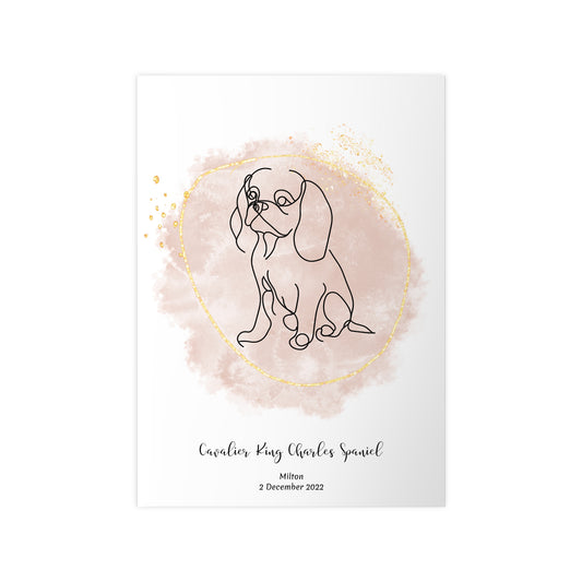 Minimalistisk beige poster med Cavalier King Charles Spaniel, personlig design från Colorful Pets
