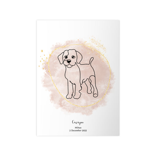 Minimalistisk beige poster med Cavapoo, personlig design från Colorful Pets.