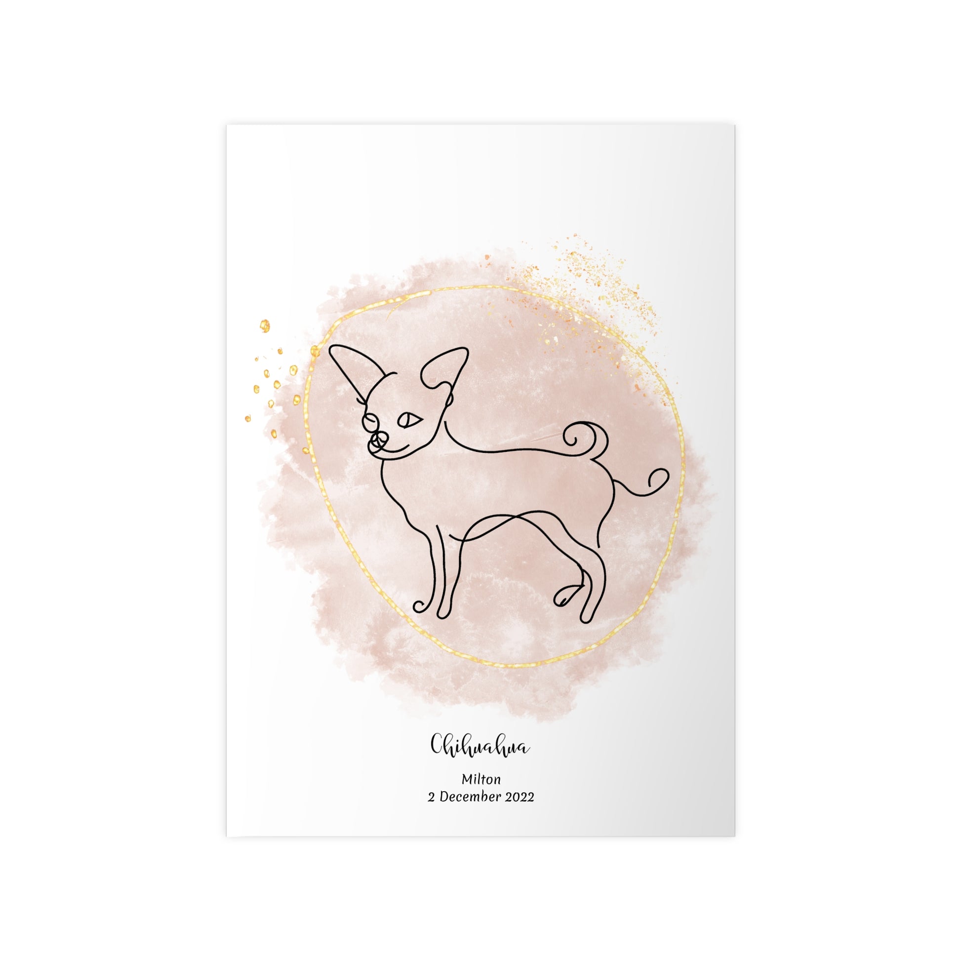 Minimalistisk beige poster med Chihuahua, personlig design från Colorful Pets.
