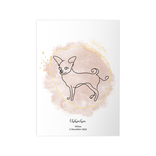 Minimalistisk beige poster med Chihuahua, personlig design från Colorful Pets.
