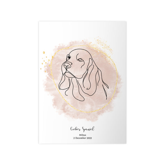 Minimalistisk beige poster med Cocker Spaniel, personlig design från Colorful Pets