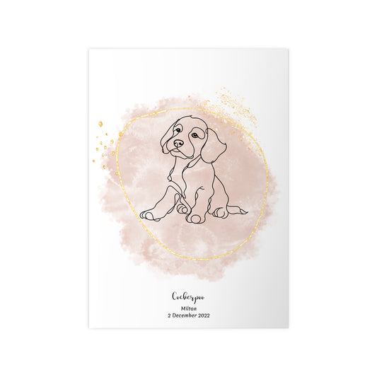 Minimalistisk beige poster med Cockerpoo, personlig design från Colorful Pets.