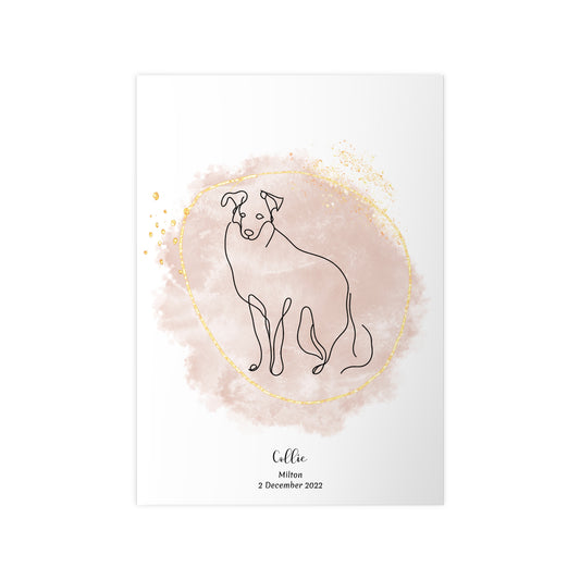 Minimalistisk beige poster med Collie, personlig design från Colorful Pets