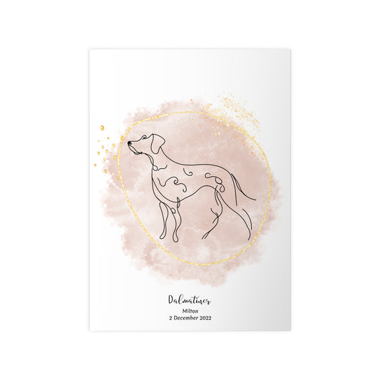 Minimalistisk beige poster med Dalmatiner, personlig design från Colorful Pets.
