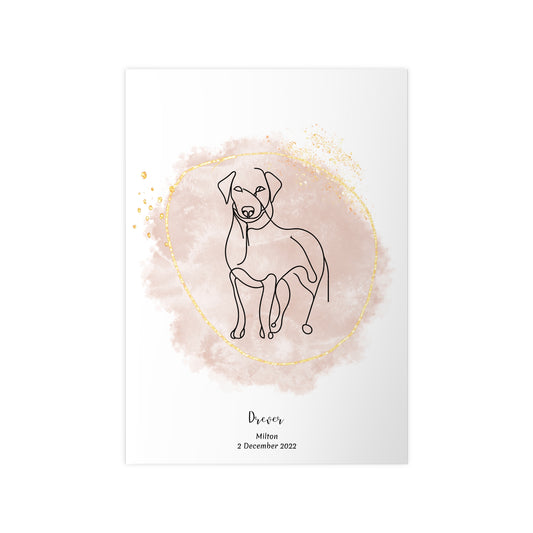 Minimalistisk beige poster med Drever, personlig design från Colorful Pets.